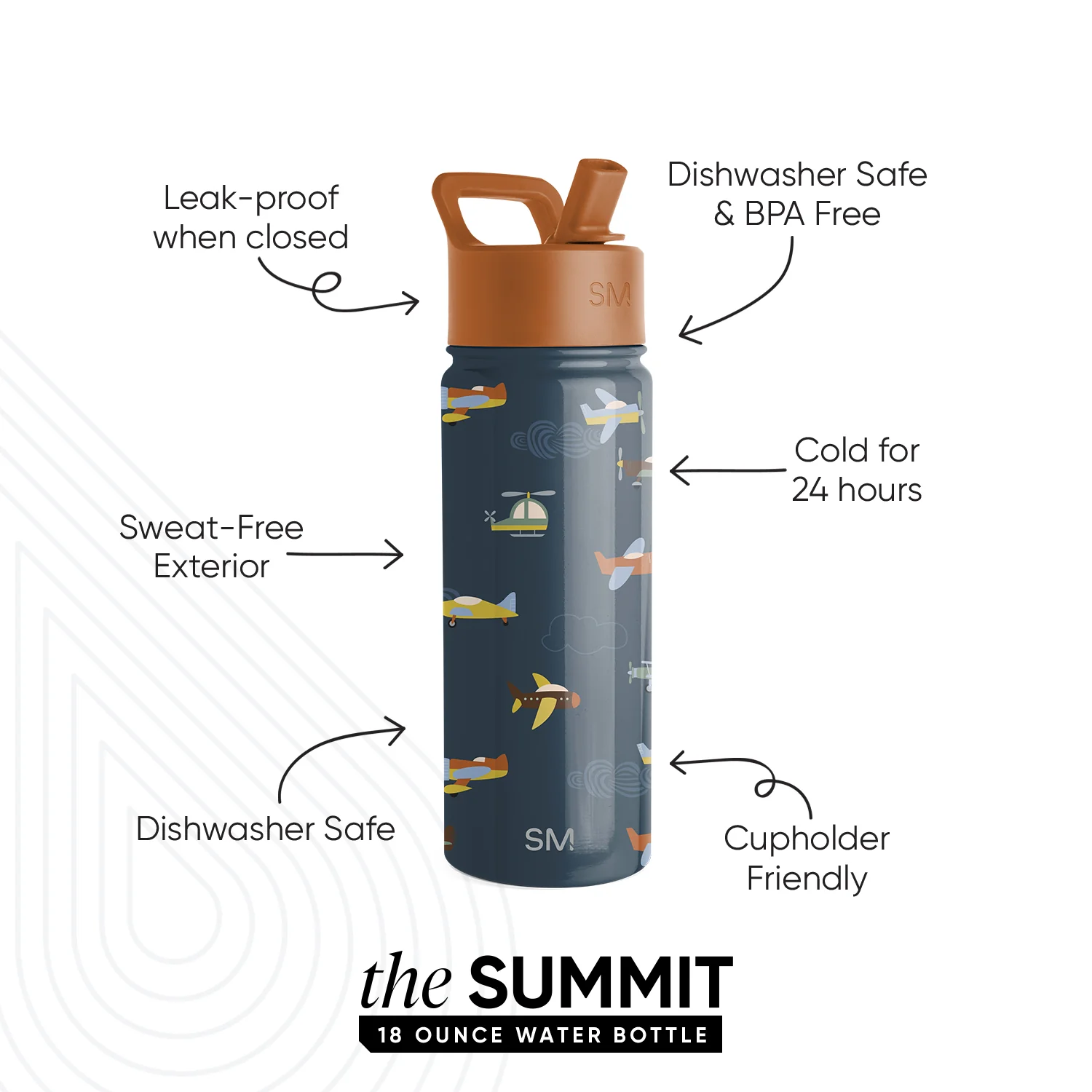 Summit Kids Water Bottle with Straw Lid - Image 2