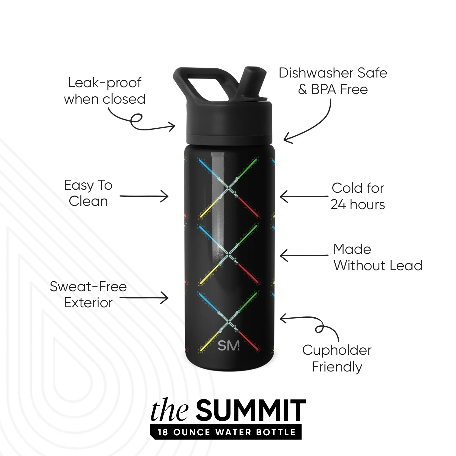 Summit Kids Water Bottle with Straw Lid - Image 2